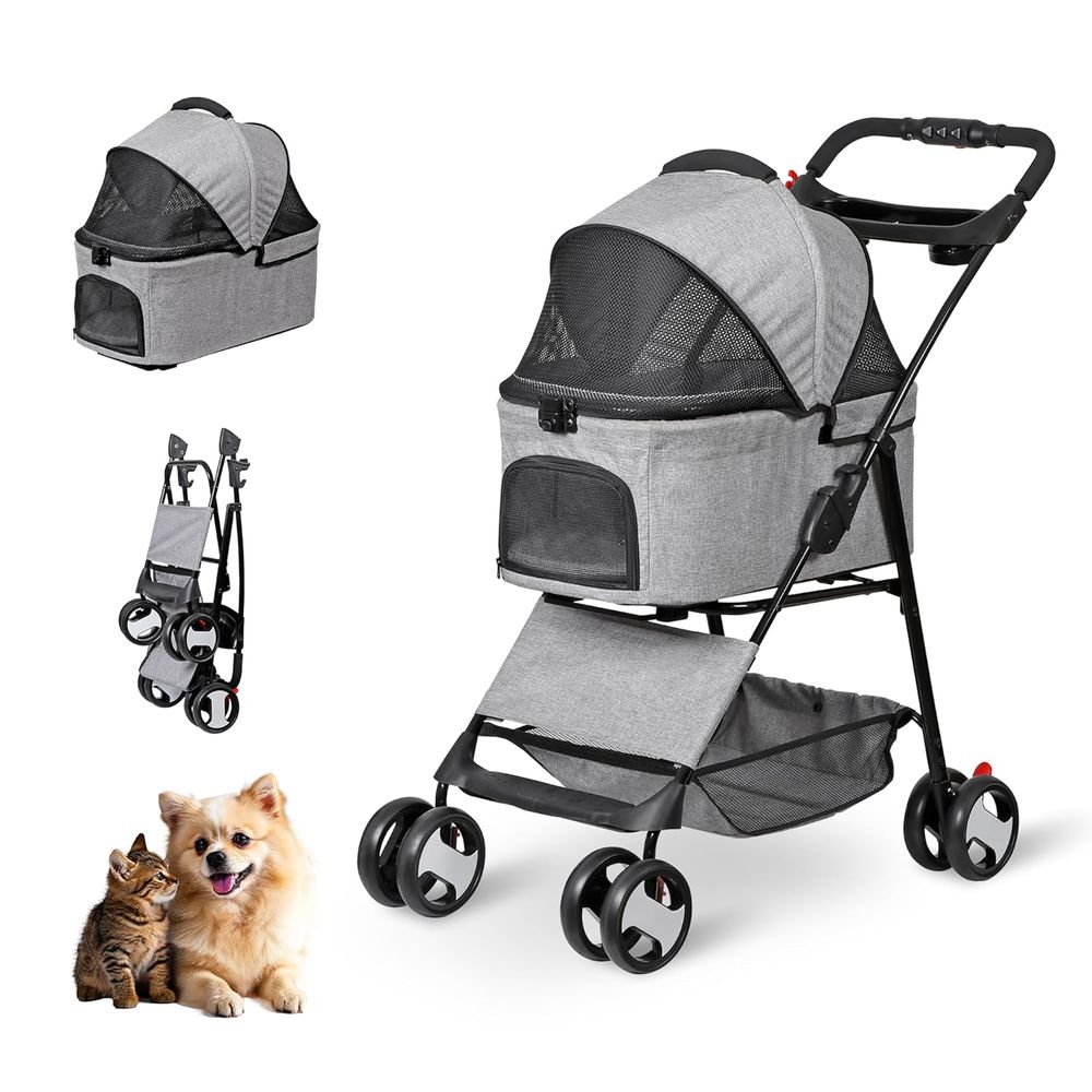 Pet Stroller Carrier - Pet Stroller 4 Wheels Dog Cat
