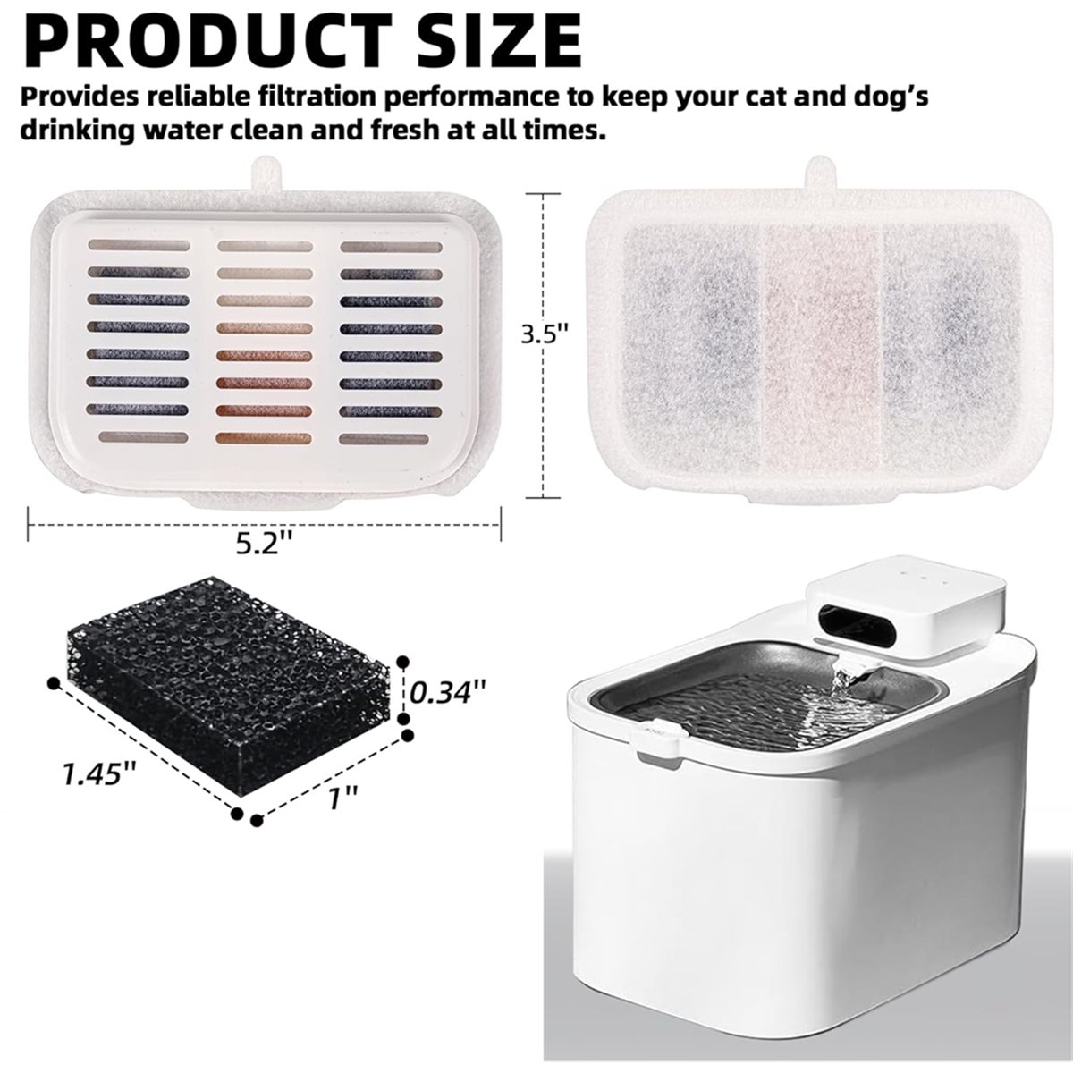 Pet Water Fountain - (A02R] 15-Pack Filter Unit Rect Set