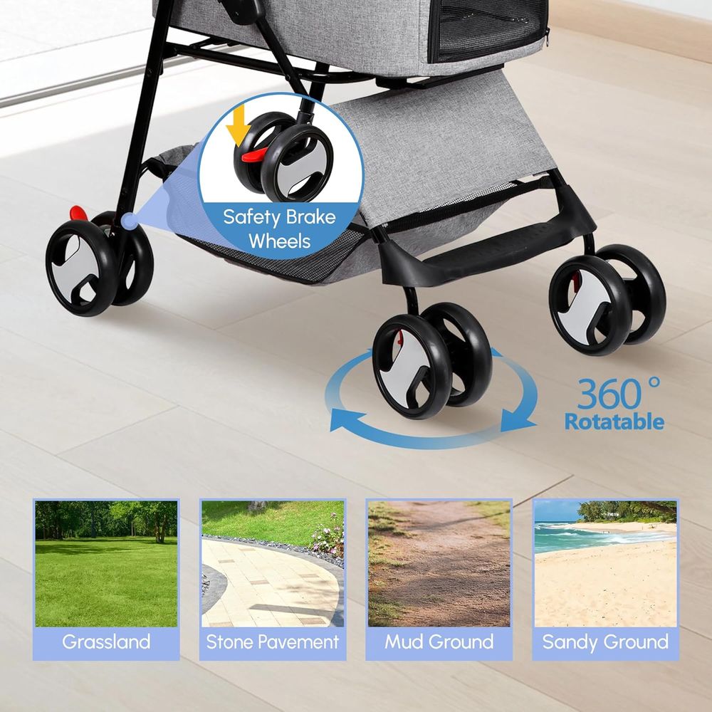 Pet Stroller 4 Wheels Dog Cat  - огляд і ціна Pet Stroller Carrier