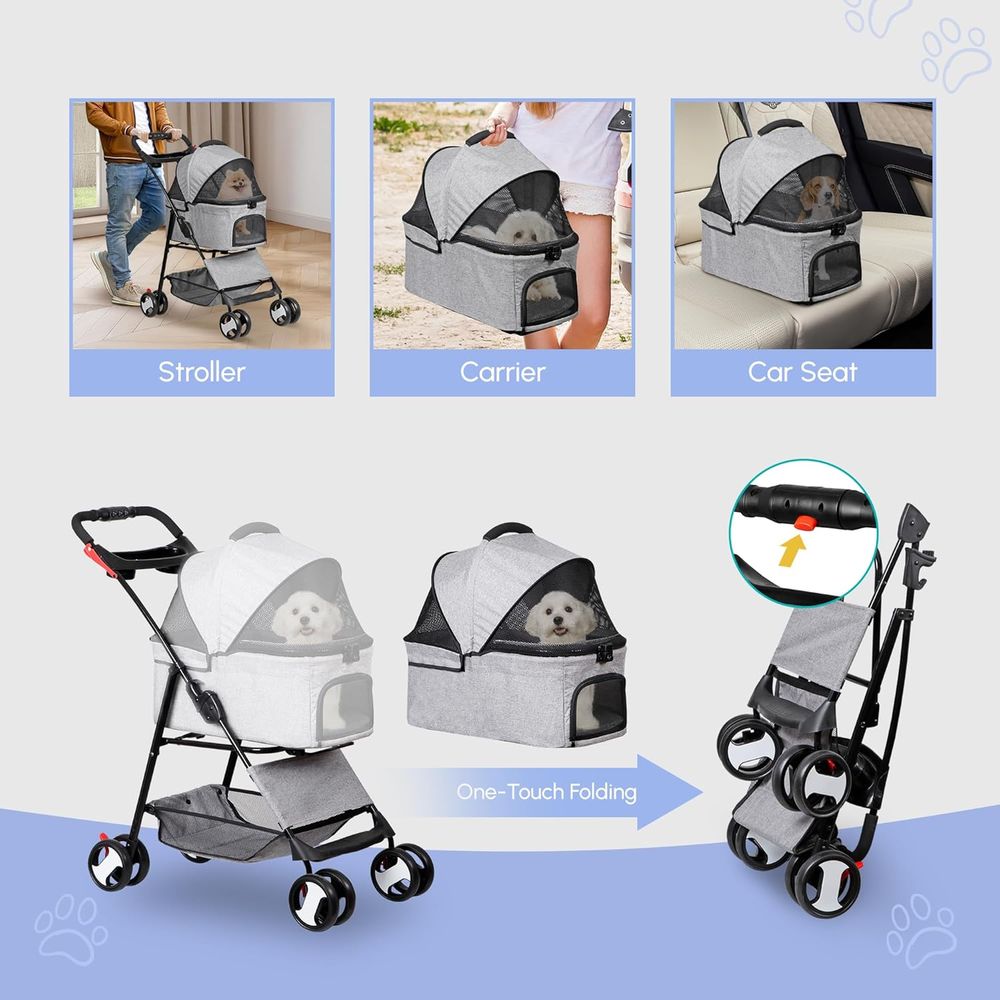 Pet Stroller 4 Wheels Dog Cat  - огляд і ціна Pet Stroller Carrier